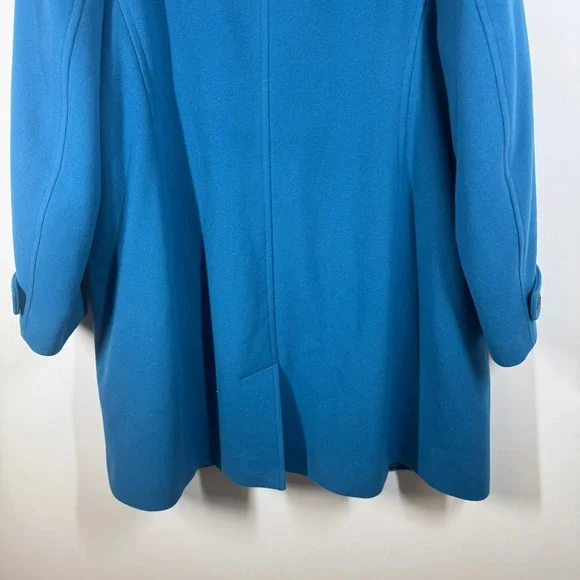 Vintage L.L.Bean Blue 100% Lambswool Coat Classic Winter Overcoat Jacket Size 20 - Picture 13 of 16